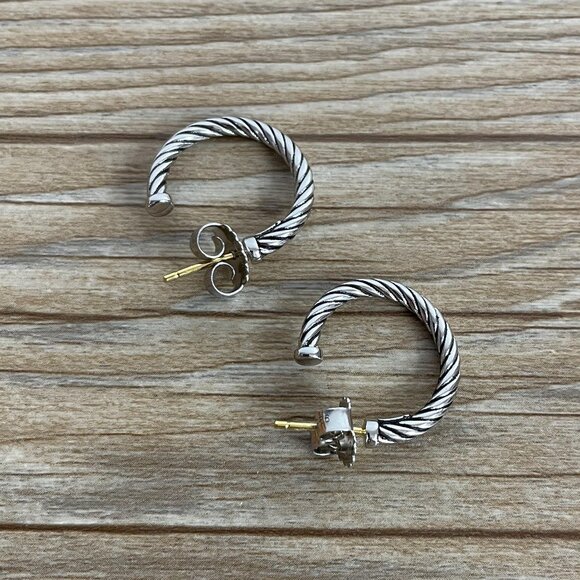 David Yurman Jewelry - David Yurman Sculpted Cable Hoop Earrings in 925 Sterling Silver